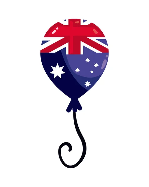 Lapos Ausztrál Zászló Léggömb Fehér Felett — Stock Vector