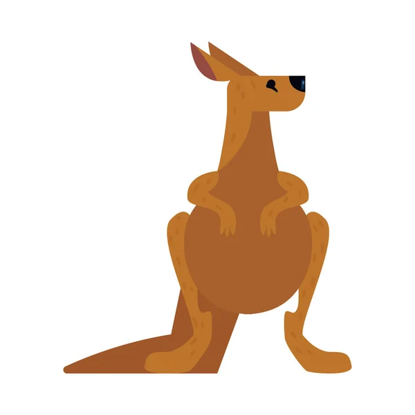 Flat Australian Kangaroo White — Stock Vector