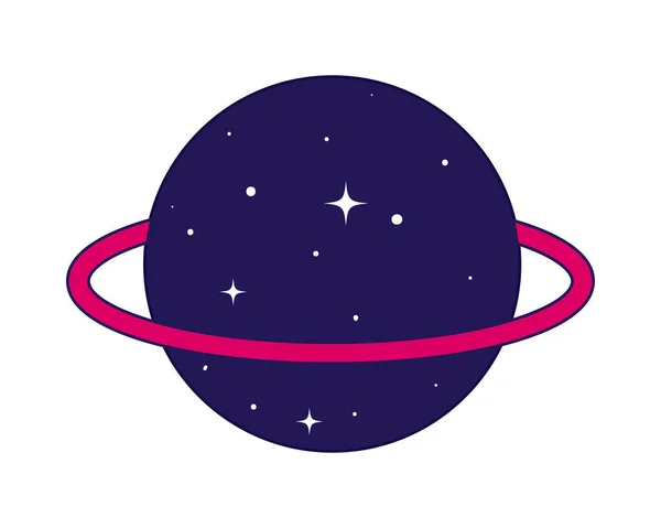 Planeta Plat Saturn Peste Alb — Vector de stoc