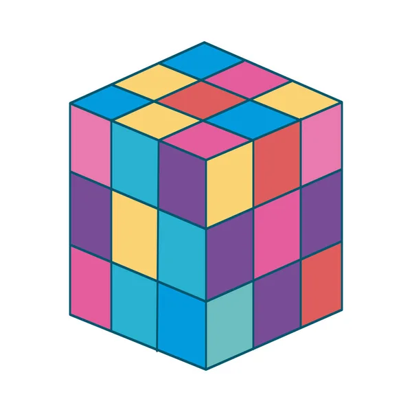 Plat Rubik Kubus Ontwerp Wit — Stockvector