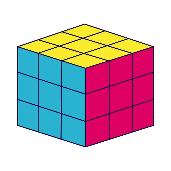 Flacher Rubik Würfel Über Weiß — Stockvektor