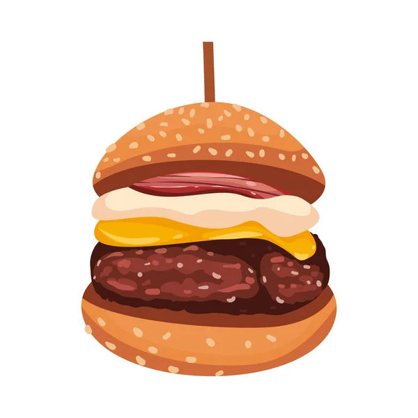 Düz Bbq Burger Beyaz Üzerine — Stok Vektör