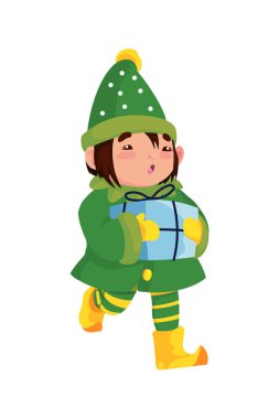 Hediyeli şirin elf çizimi