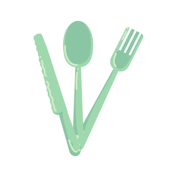 Plastic Cutlery Design White — Stock Vector