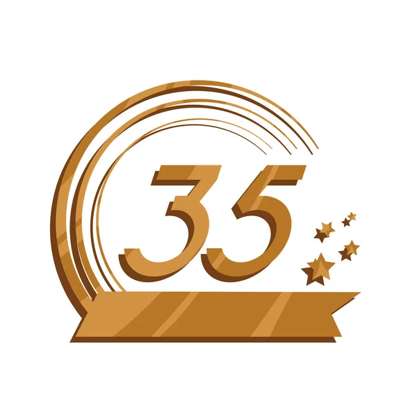 35Η Επέτειος Σήμα Πάνω Από Λευκό — Διανυσματικό Αρχείο