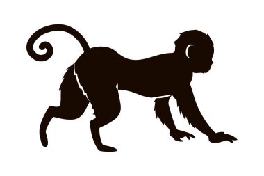 beyaz arkaplanda maymun silueti simgesi