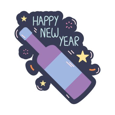 Mutlu yeni yıl içki etiketi izole edilmiş simge