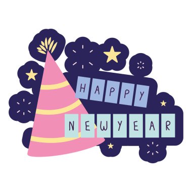 Yeni yıl kutlaması için izole edilmiş ikon