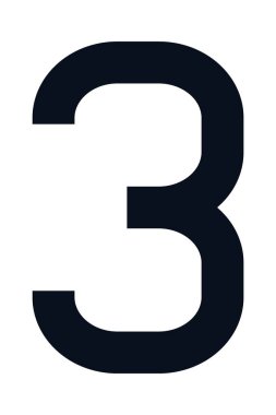 Beyaz arkaplanda üç numaralı simge