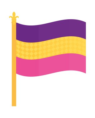 Beyaz arkaplanda Mardi Gras bayrağı