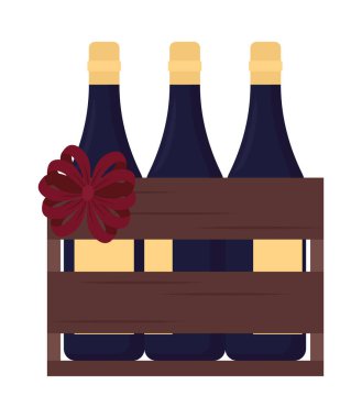 Şarap şişeleriyle hediye ahşap kutu.