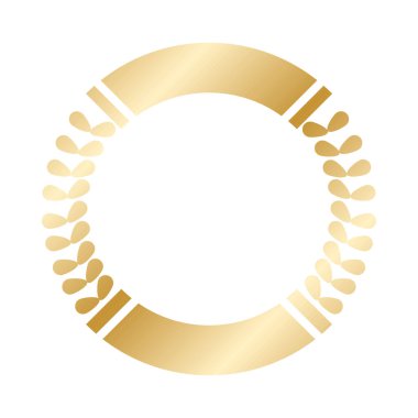 Beyaz arkaplanda altın yuvarlak rozet simgesi