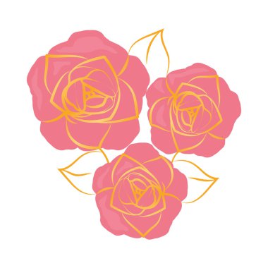 Beyaz arkaplanda pembe gül simgesi