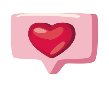 beyaz üzerinde düz kalp mesaj kabarcığı