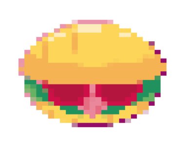 Düz pikselli sandviç beyaz üzerine