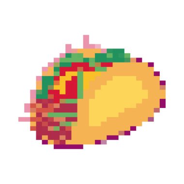 Düz pixelated taco üzeri beyaz