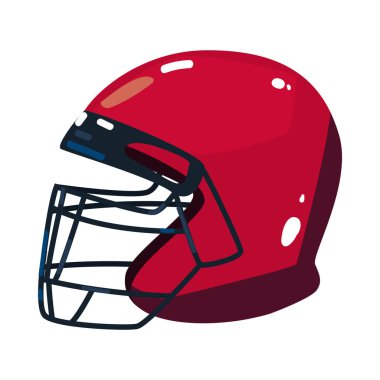 Düz kırmızı Amerikan futbol kaskı beyaz üzerine