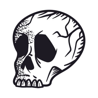 dövme düz kafatası tasarımı beyaz üzerine