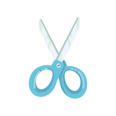 Beyaz üzerine mavi makas tasarımı