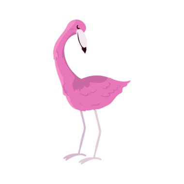 Beyaz yerine sevimli flamingo çizimi