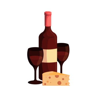 Beyaz peynirli şarap şişesi.