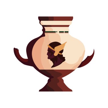 Üzerinde beyaz bir adam olan Yunan vazosu