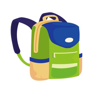 Beyaz üzerine renkli sırt çantası simgesi