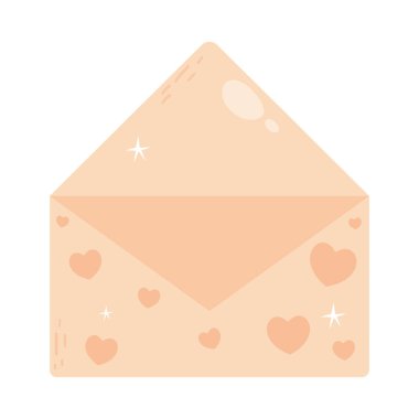 Beyaz arkaplanda kalp tasarımı olan zarf