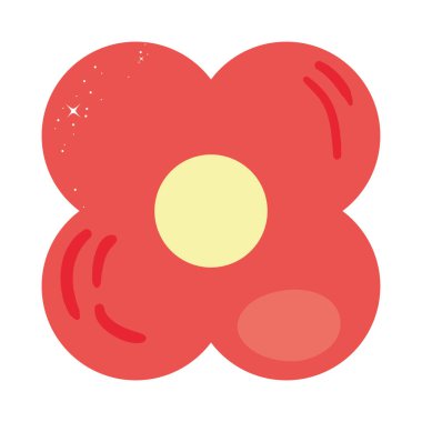 Beyaz arkaplanda kırmızı çiçek simgesi