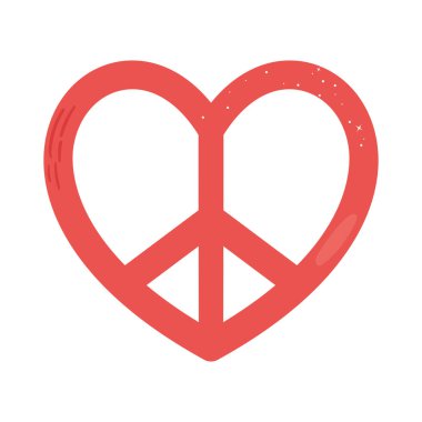 Beyaz arka planda kalp barış sembolü