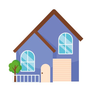 yeşil ağaçlı mor ev