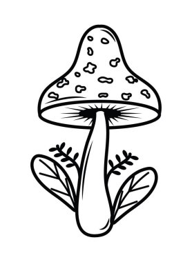 amanita mantar simgesi beyaz arkaplanda