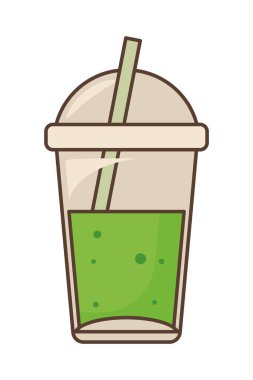 Beyaz arkaplanda yeşil çay smoothie