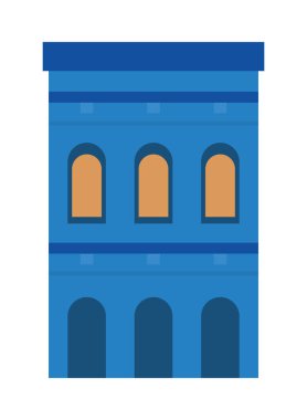 Beyaz arkaplanda mavi Küba binası