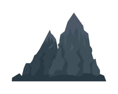 Beyaz arkaplanda gri kayalık dağlar