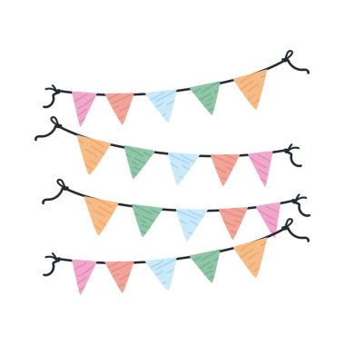 flat colored pennants design over white