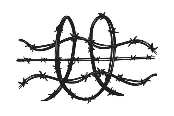 Flat Wire Fence Icon White — Stock Vector