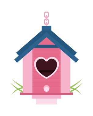pink wooden bird house spring decoration