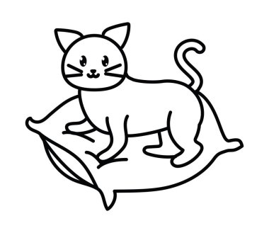 cat in pillow coloring style icon