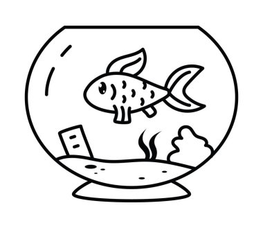 fish in aquarium coloring icon