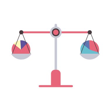 flat colored balance design over white