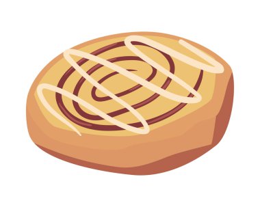 flat cinnamon roll over white