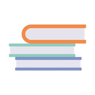 three text books library isolated icon