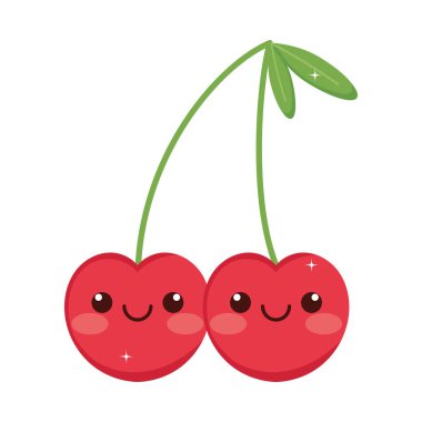 cherry fresh fruit kawaii character