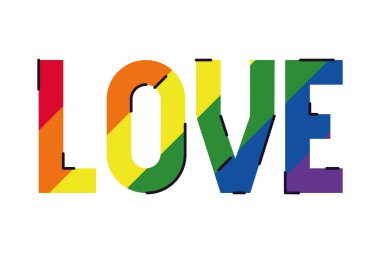 lgbtiq flag in love word icon