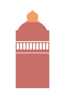 muslim tower facade icon isolated
