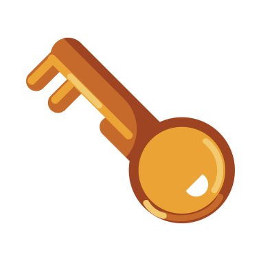 flat golden key over white