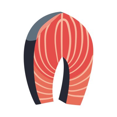 flat salmon steak over white