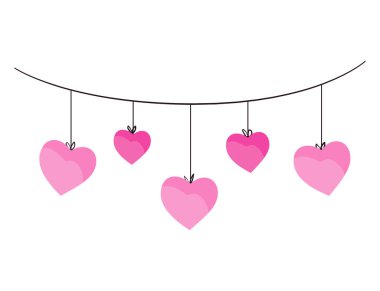 hearts garland design over white