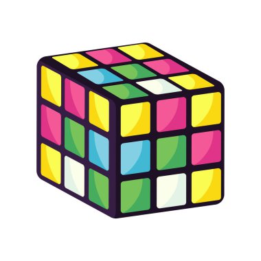 colroed rubik cube over white